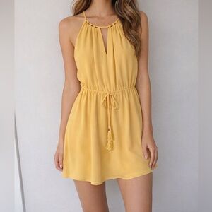 White House Black Market Yellow Halter Mini Dress Sleeveless Cocktail Dress